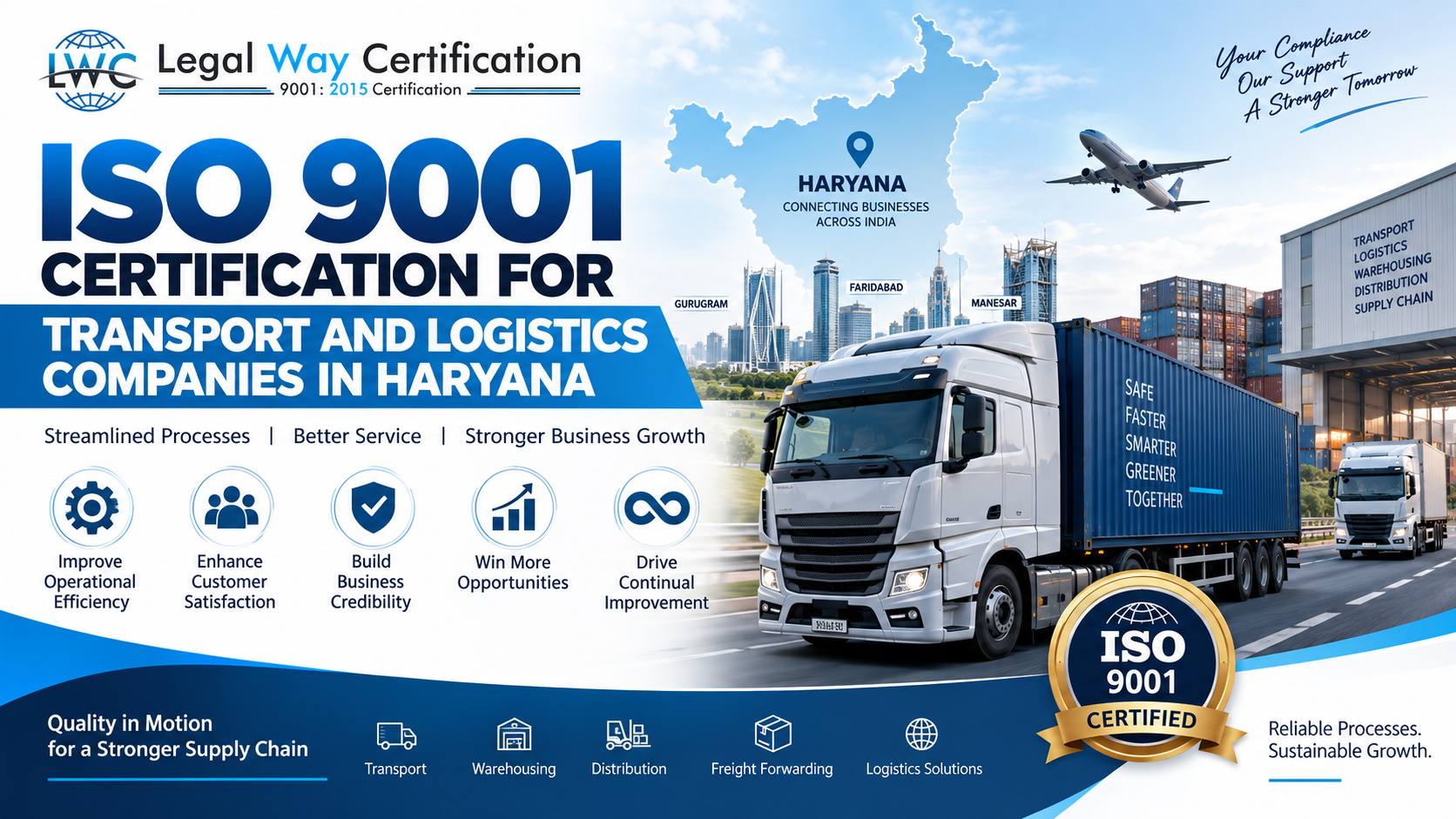 ISO 9001 Certification for Transport and Logistics Companies in Haryana